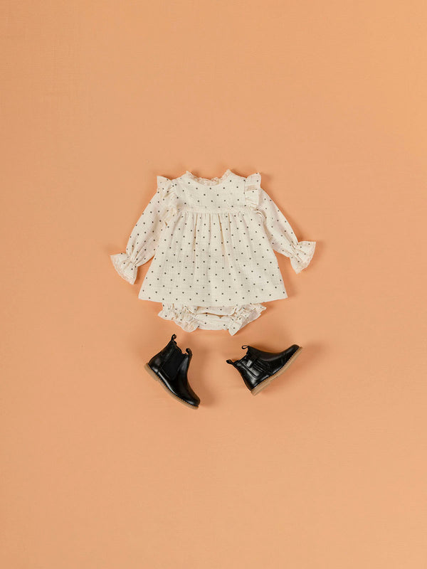 MINI WITH RUFFLED PANTIES STAR PRINT CREAM