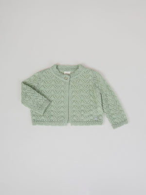 CHAQUETA DE PUNTO OPENWORK  VERDE CLARO