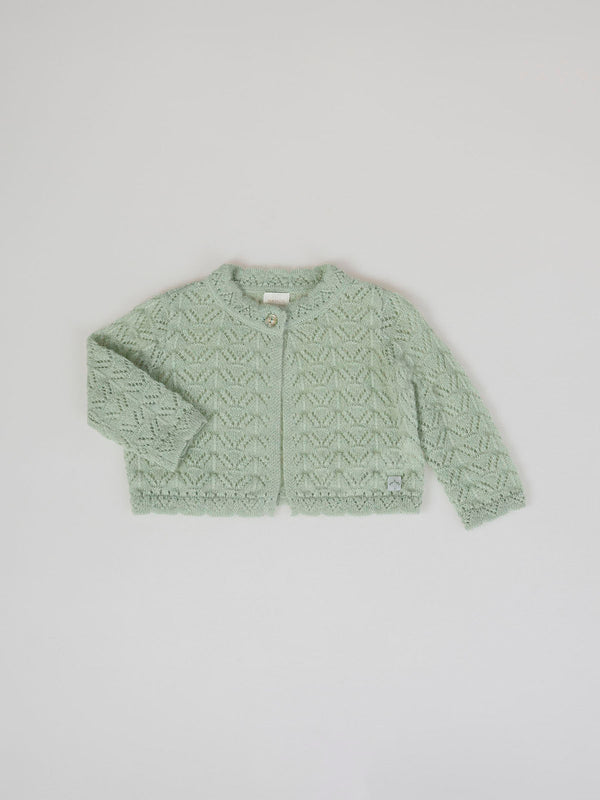 CHAQUETA DE PUNTO OPENWORK  VERDE CLARO