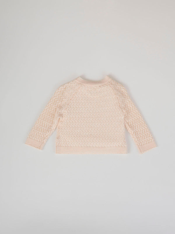 PEACH OPENWORK KNITTED CARDIGAN