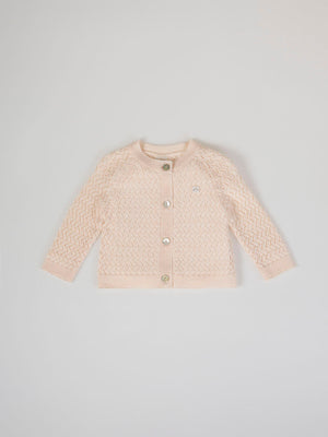 PEACH OPENWORK KNITTED CARDIGAN