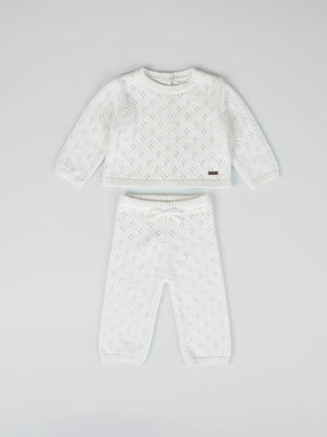 OPENWORK CREAM KNITTED SET