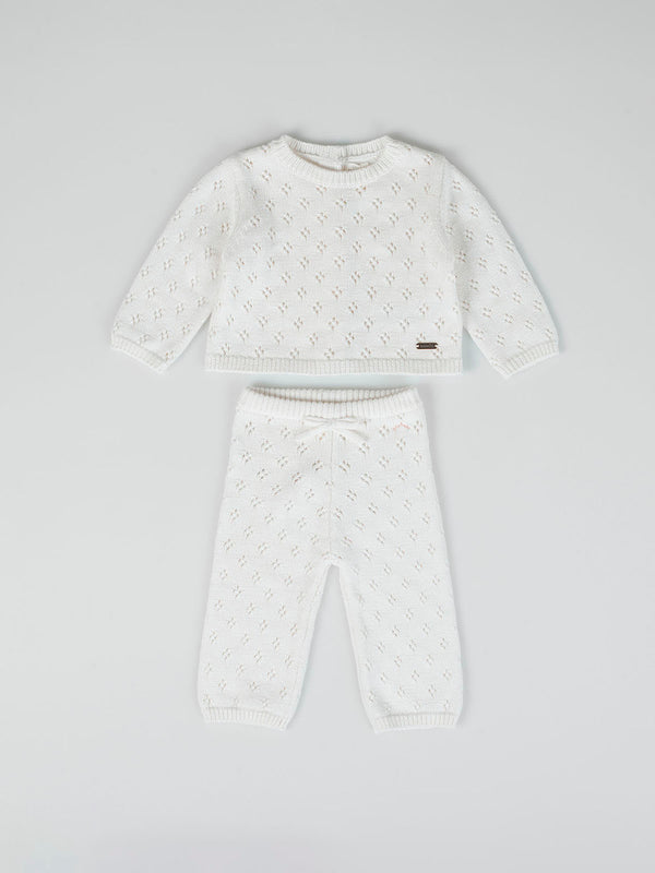 OPENWORK CREAM KNITTED SET