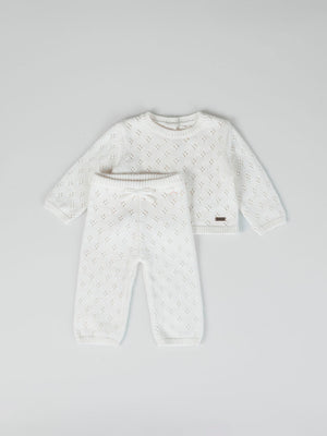 OPENWORK CREAM KNITTED SET