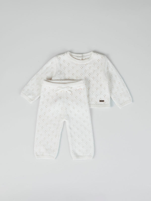 OPENWORK CREAM KNITTED SET