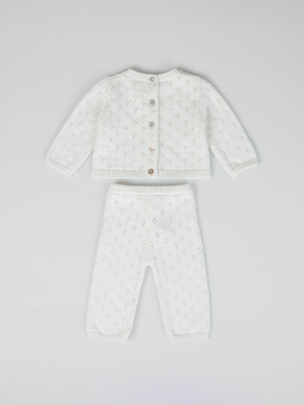 OPENWORK CREAM KNITTED SET