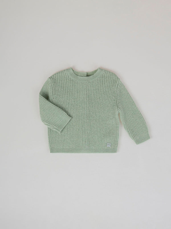 LIGHT GREEN RIB STRUCTURED KNITTED SET