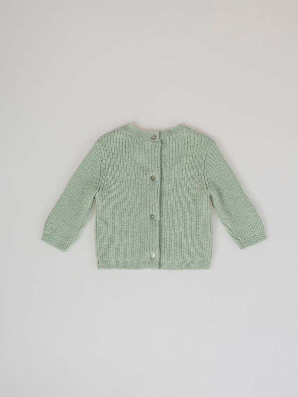 LIGHT GREEN RIB STRUCTURED KNITTED SET