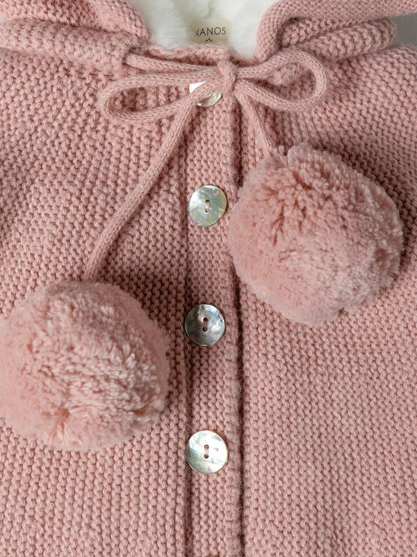 CHAQUETON CON POMPOM ROSA PALO