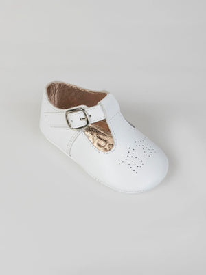 IVORY BUCKLE LEATHER SHOES