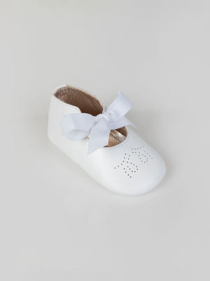 IVORY LEATHER BOW SHOES