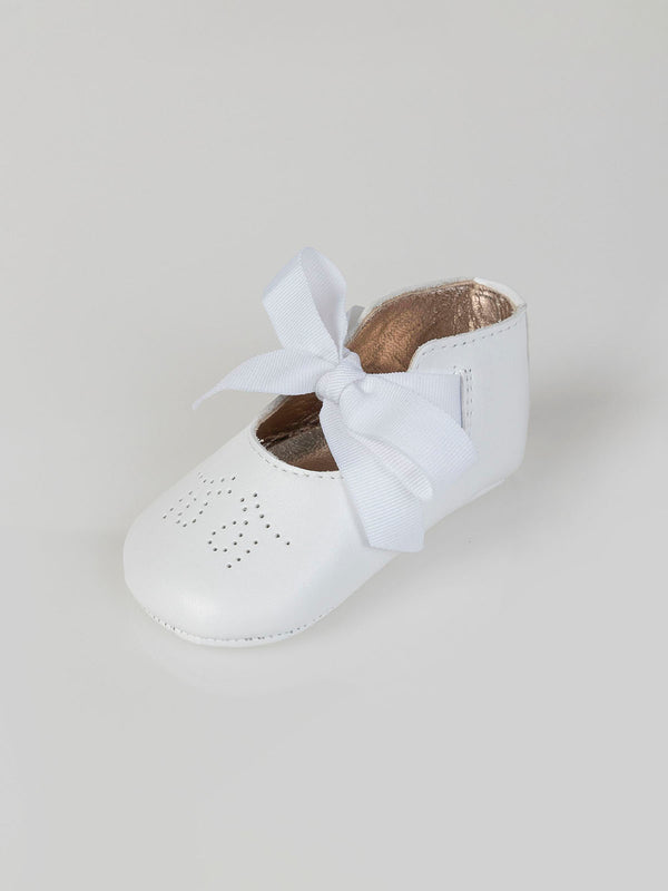 IVORY LEATHER BOW SHOES