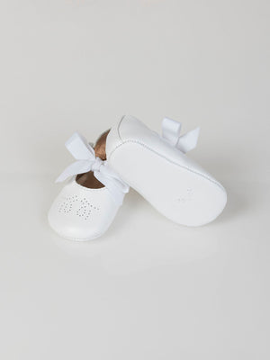 IVORY LEATHER BOW SHOES