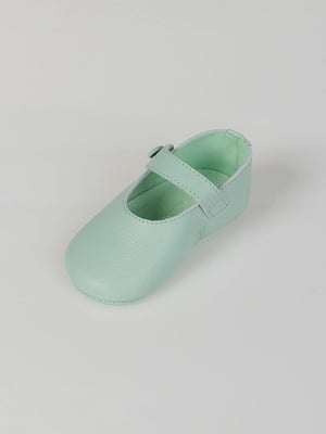 LIGHT GREEN LOGO ENGRAVED LEATHER SHOES