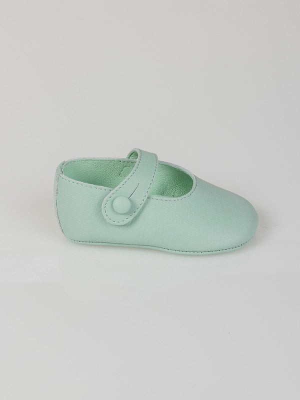 LIGHT GREEN LOGO ENGRAVED LEATHER SHOES