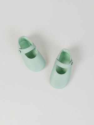 LIGHT GREEN LOGO ENGRAVED LEATHER SHOES