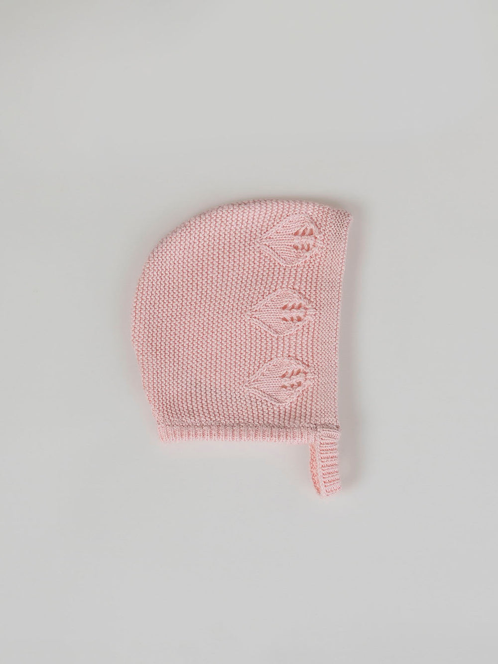 LIGHT PINK OPENWORK KNIT HOOD