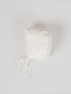 IVORY EMBROIDERED SILK BONNET