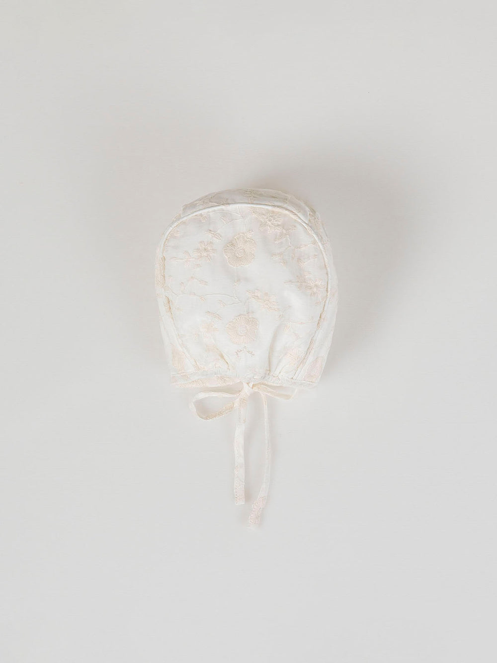 IVORY EMBROIDERED SILK BONNET