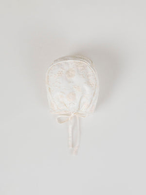 IVORY EMBROIDERED SILK BONNET