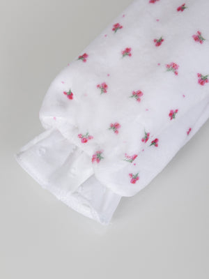 PIJAMA FLORES CUELLO VOLANTE BLANCO PURO