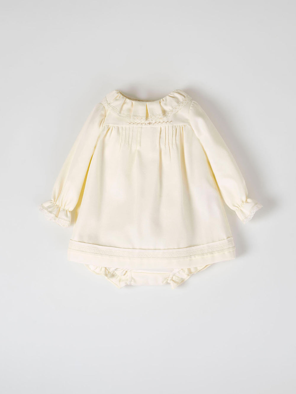 MINI WITH PANTY RUFFLED NECK COTTON SILK IVORY PAPYRUS