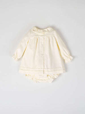 MINI WITH PANTY RUFFLED NECK COTTON SILK IVORY PAPYRUS