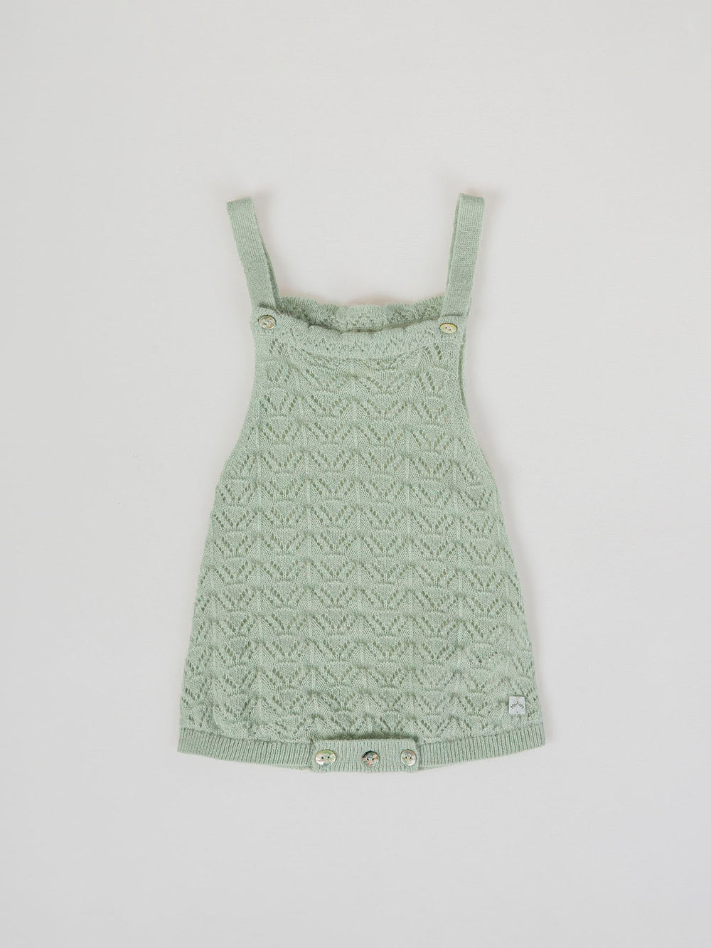 LIGHT GREEN OPENWORK KNITTED ROMPER