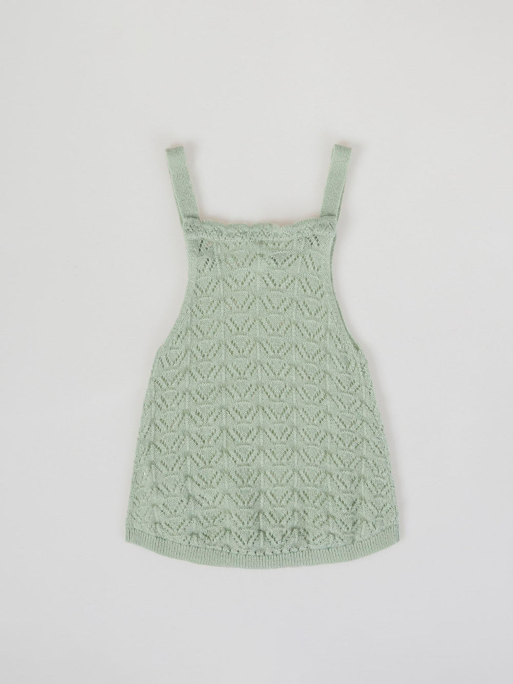 LIGHT GREEN OPENWORK KNITTED ROMPER