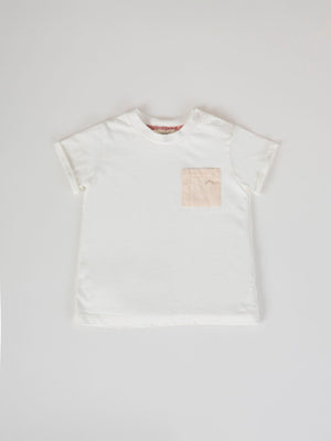 SHORT SLEEVE T-SHIRT WITH POCKET COMBINED CREAM