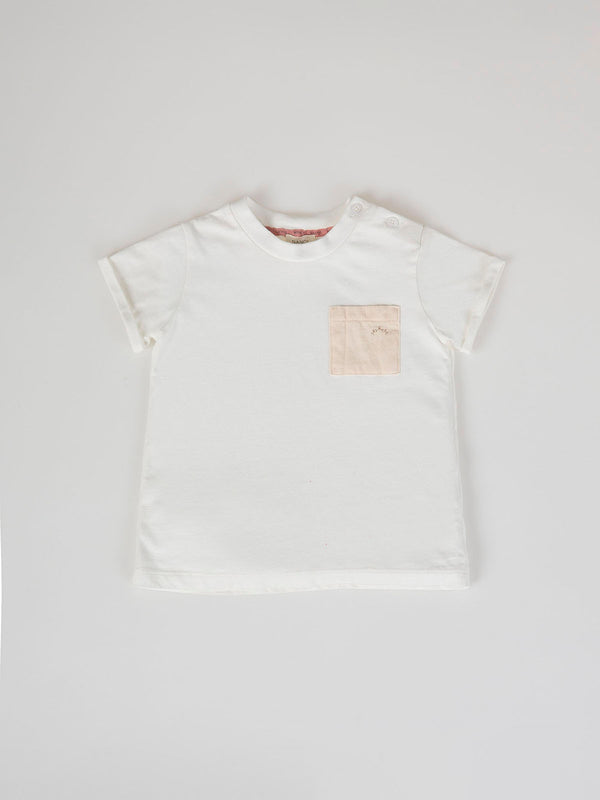 SHORT SLEEVE T-SHIRT WITH POCKET COMBINED CREAM