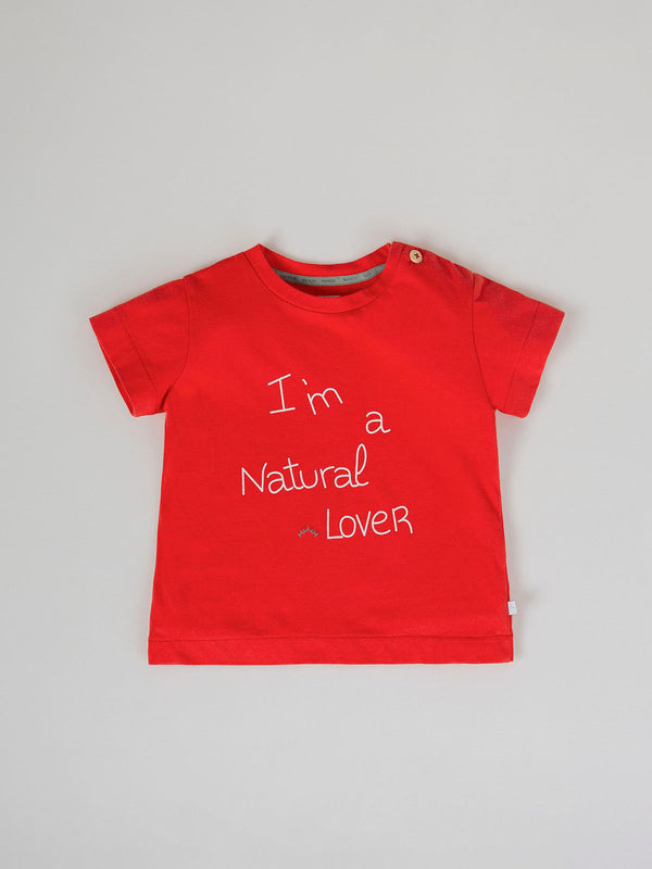 CAMISETA MANGA CORTA ESTAMPADO NATURE LOVERS ROJO