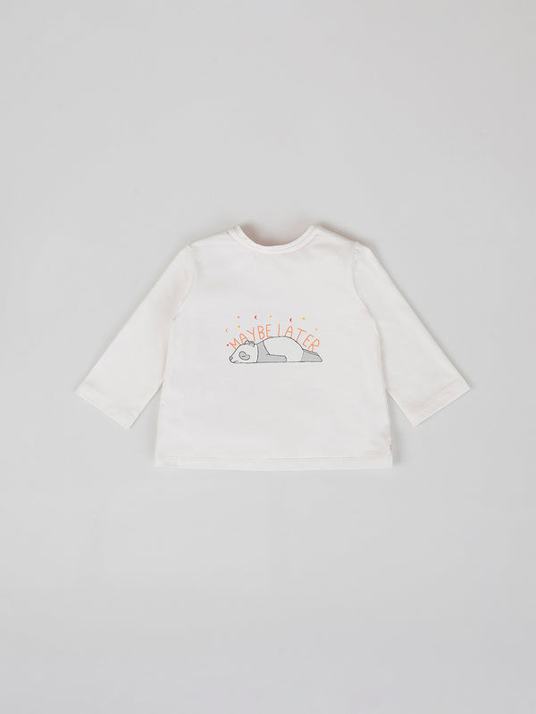 MAYBE LATER LONG SLEEVE T-SHIRT PURE WHITE