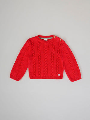 RED COMBINED EIGHTS KNITTED SWEATER