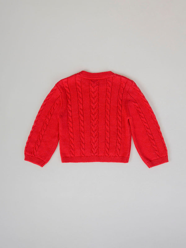 RED COMBINED EIGHTS KNITTED SWEATER