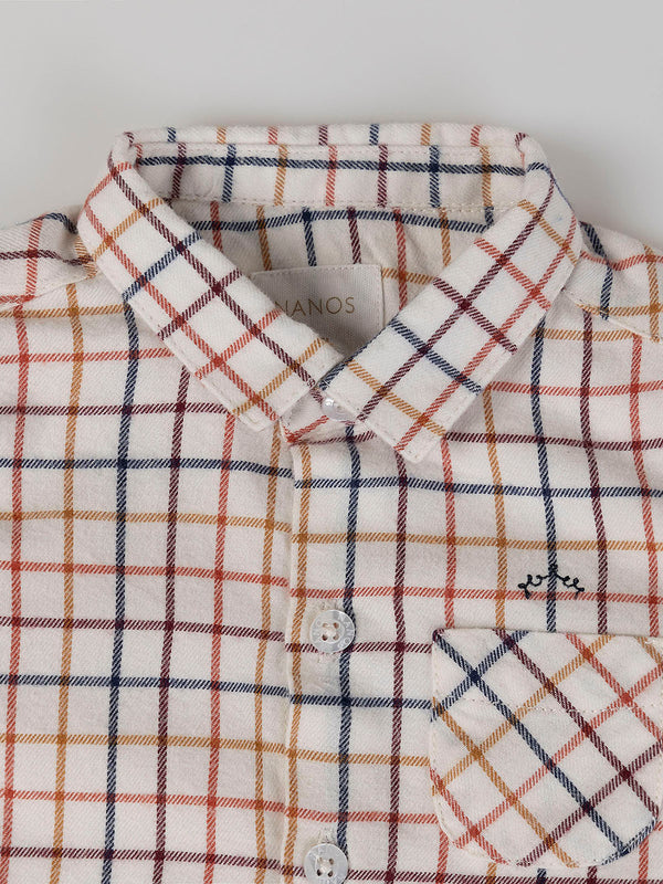 MULTICOLOR CHECKED BUTTON COLLAR SHIRT