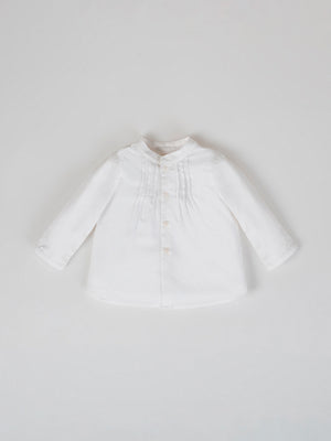 PURE WHITE COLLAR PLEAT SHIRT