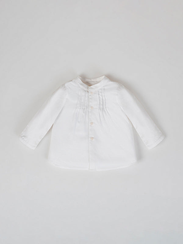 PURE WHITE COLLAR PLEAT SHIRT