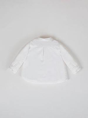 CAMISA PLIEGUE CUELLO TIRILLA BLANCO PURO