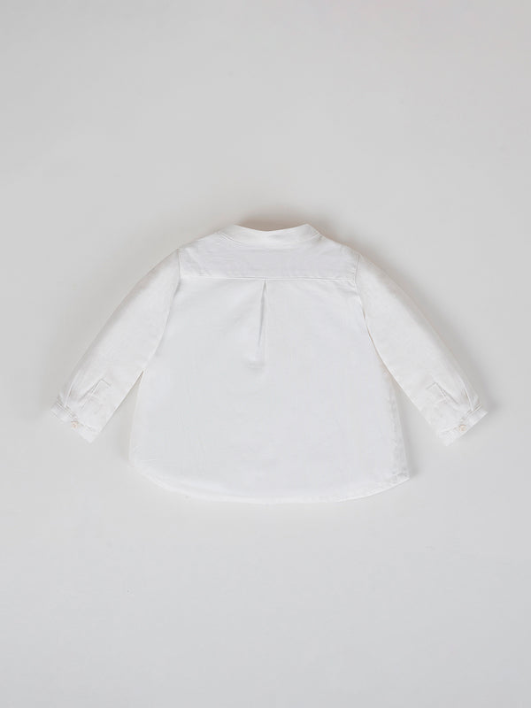 CAMISA PLIEGUE CUELLO TIRILLA BLANCO PURO