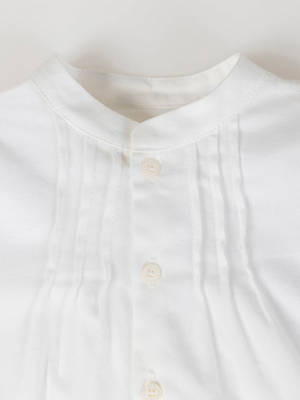 CAMISA PLIEGUE CUELLO TIRILLA BLANCO PURO