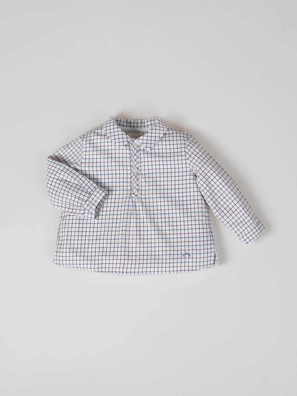 MULTICOLOR CHECKED SHIRT WITH ITALIAN COLLAR