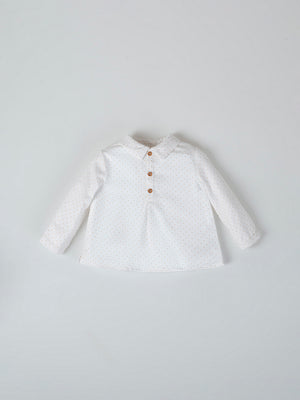 CREAM HALF OPENING POLKA SHIRT