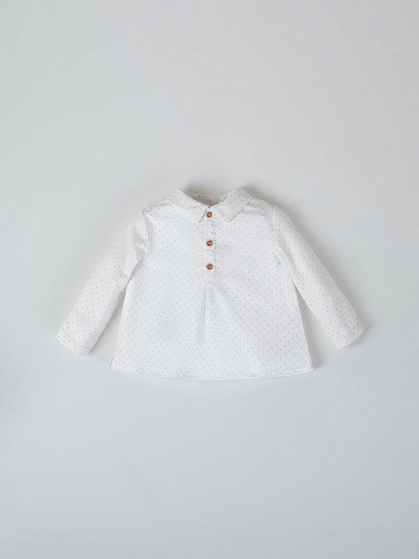 CREAM HALF OPENING POLKA SHIRT