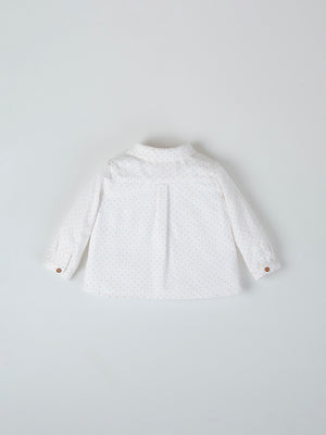 CREAM HALF OPENING POLKA SHIRT