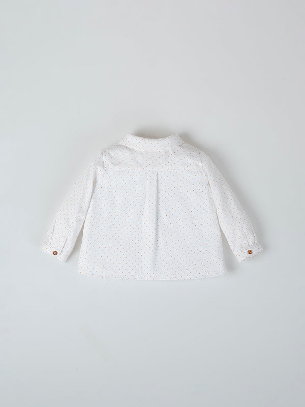 CREAM HALF OPENING POLKA SHIRT