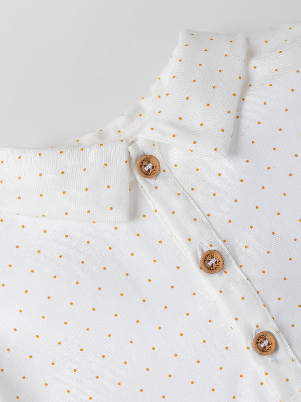 CREAM HALF OPENING POLKA SHIRT