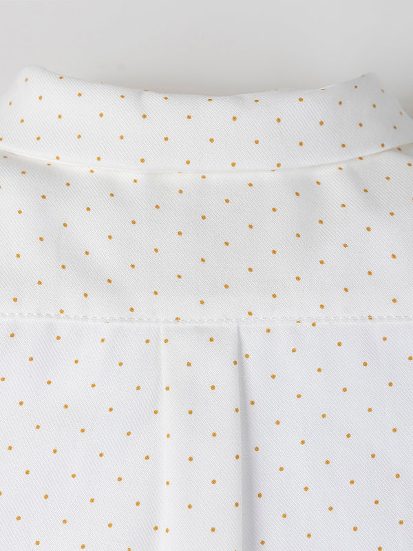 CREAM HALF OPENING POLKA SHIRT