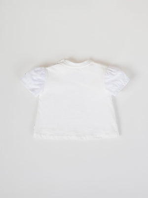 KATIUSKAS COMBINED SHORT SLEEVE T-SHIRT WITH IVORY FLOWERS