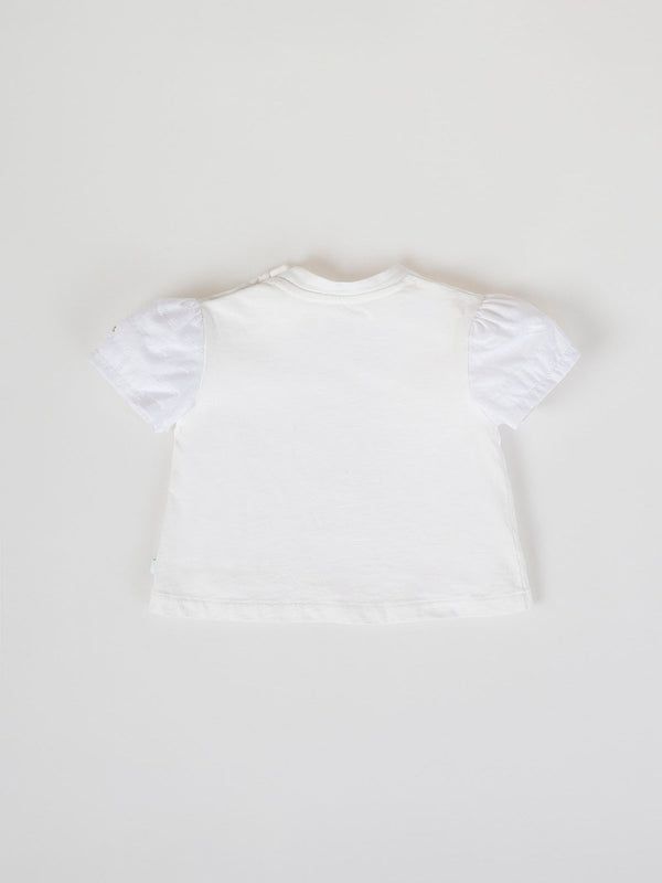 KATIUSKAS COMBINED SHORT SLEEVE T-SHIRT WITH IVORY FLOWERS